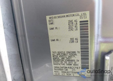 2011 Nissan Altima 2.5 S из США, поврежденный, VIN 1N4AL2AP1BN482797